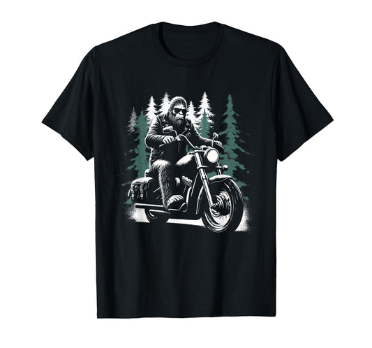 Bigfoot Motorcycle Biker - Funny Bigfoot Sasquatch Lover T-Shirt