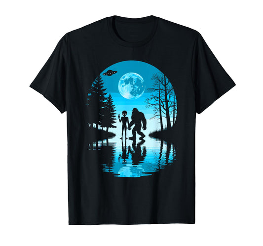 Funny Bigfoot & Alien | UFO & Sasquatch T-Shirt