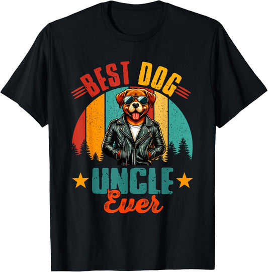 Vintage Retro Best Dog Uncle Ever Father's Day Dog Owner T-Shirt