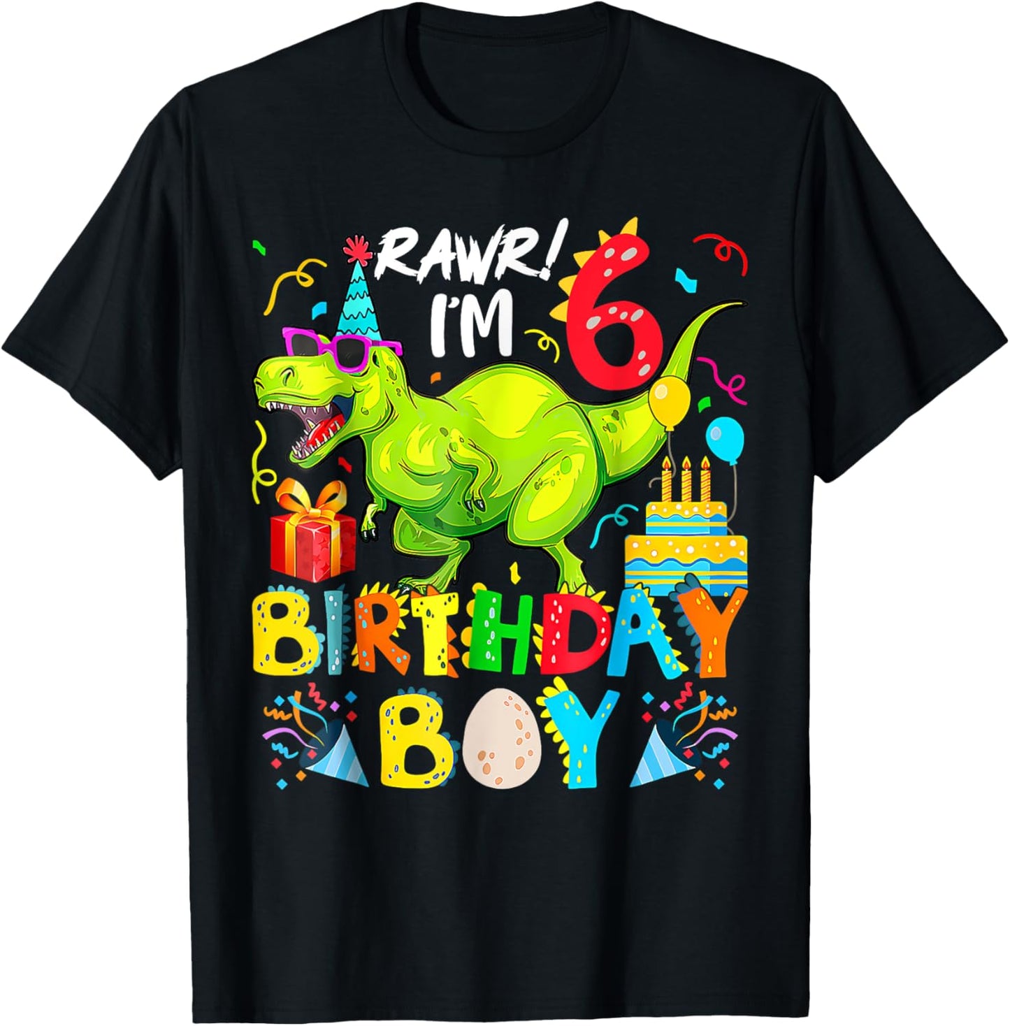 Rawr I'm 6Th Birthday Boy Dinosaur T-Rex 1 Years Old T-Shirt