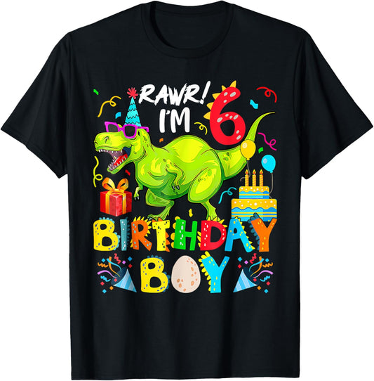 Rawr I'm 6Th Birthday Boy Dinosaur T-Rex 1 Years Old T-Shirt