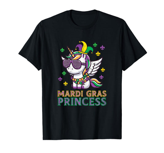 Mardi Gras Princess Unicorn Fat Tuesday Girls Kids Toddler T-Shirt