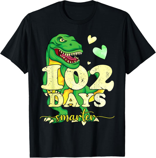 102nd Day of School Teacher T Rex 100 Days Smarter Boy Girls T-Shirt