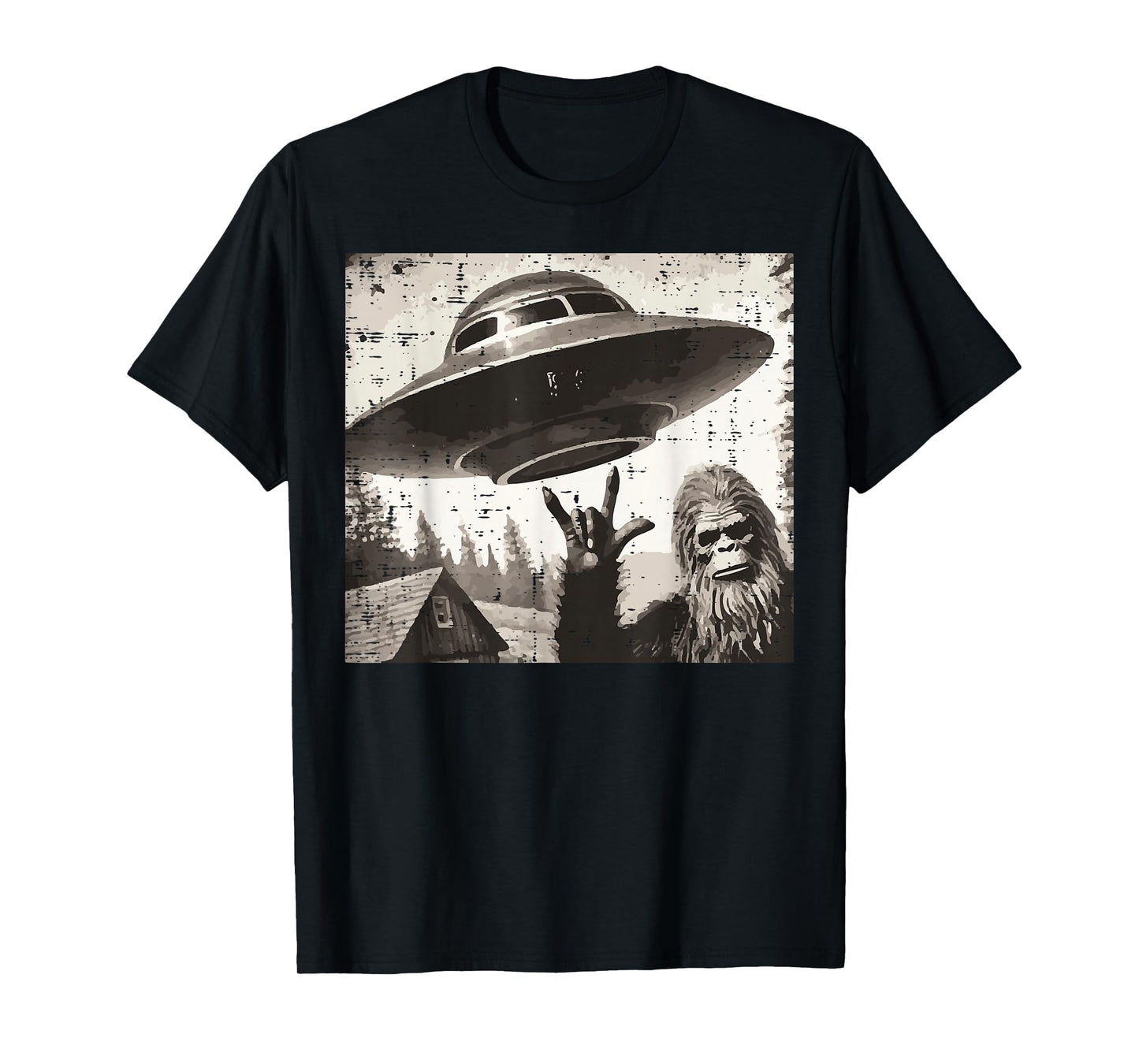 Bigfoot Alien Ufo Selfie Sasquatch Rocker Men Boys Kids T-Shirt