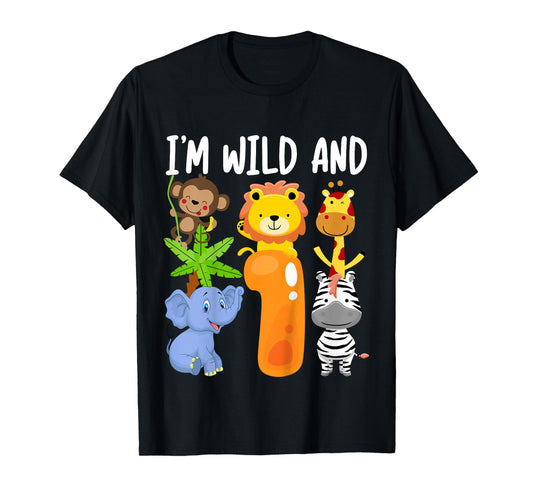 I'm Wild and 1 One Zoo 1st Birthday Safari Jungle Animals T-Shirt