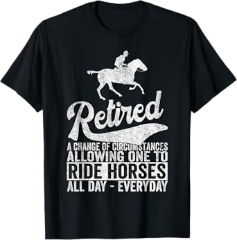 Funny Retired Definition Retirement Plan Horse Riding Retro T-Shirt