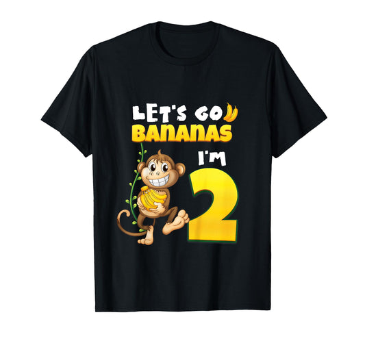 Let's Go Bananas I'm 2 Zoo Animal Jungle Safari 2nd Birthday T-Shirt