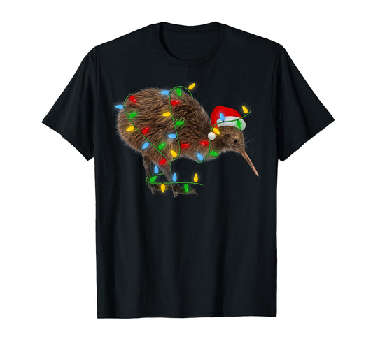 Kiwi Bird Xmas Lighting Holiday Santa Kiwi Christmas T-Shirt