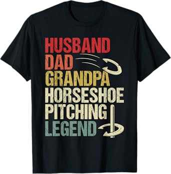 Retro Horseshoe Pitching Legend Grandpa Horseshoe Throwing T-Shirt