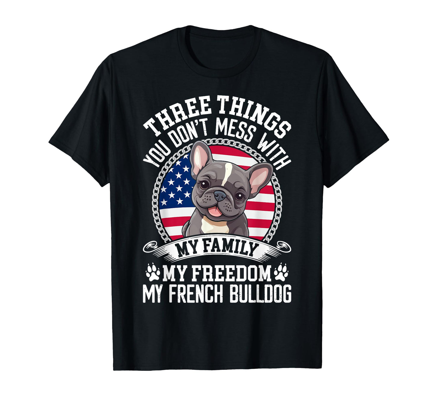 Patriotic French Bulldog American Flag Dog Paw 4th Of July Men Women Kids T-Shirt