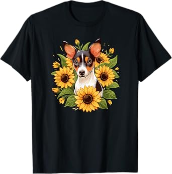 Funny Sunflowers Rat Terrier Lover T-Shirt