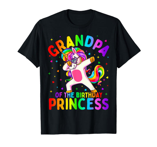 Grandpa of the Birthday Princess Girl Dabbing Unicorn T-Shirt