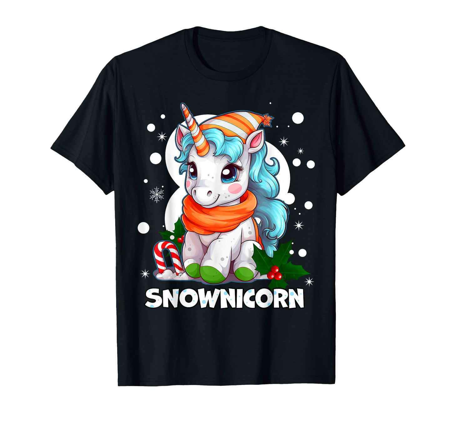 Snownicorn Cute Unicorn Snowman Christmas Girl T-Shirt