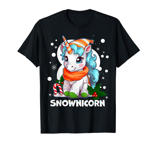 Snownicorn Cute Unicorn Snowman Christmas Girl T-Shirt