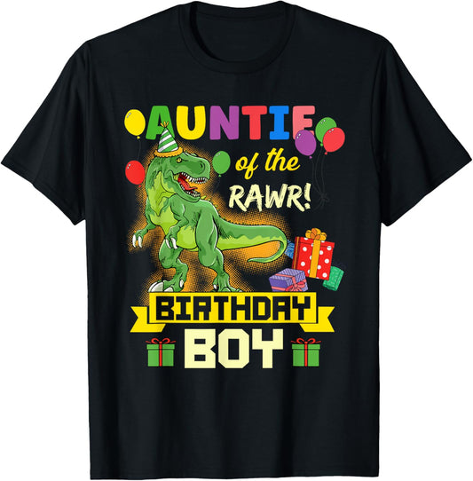 Auntie of the Birthday Boy Dinosaur Celebration Graphic T-Shirt