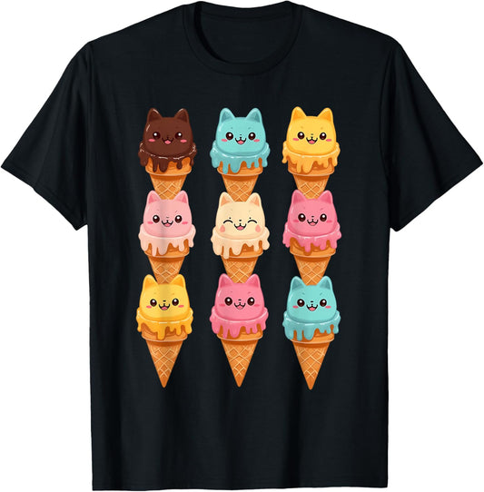Ice Cream Cats Funny Cat Sweet Gelato Sherbet Kitty Lover T-Shirt