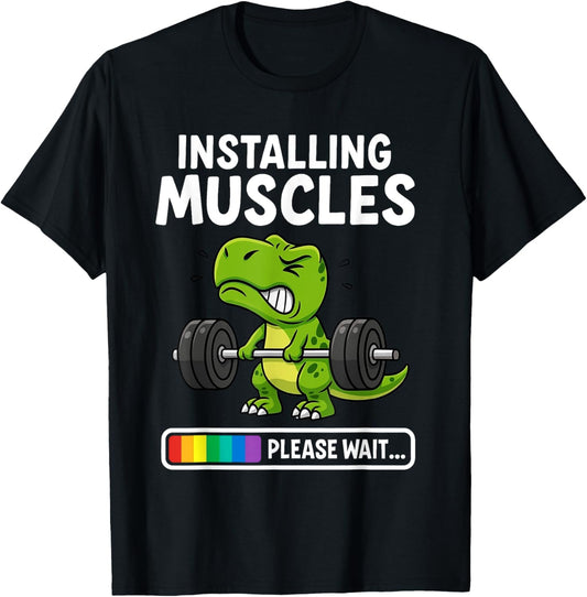 Funny Cute Dinosaur T-Rex Workout Gym Fitness Weightlifting T-Shirt