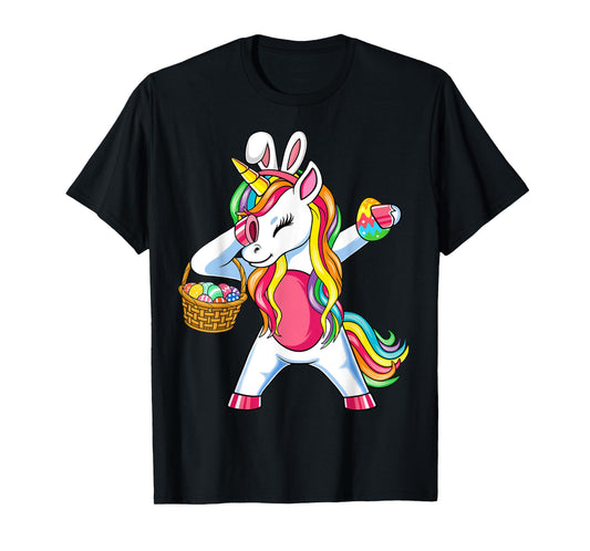 Easter Unicorn Shirt With Eggs Happy Easter Boys Girls Kids T-Shirt