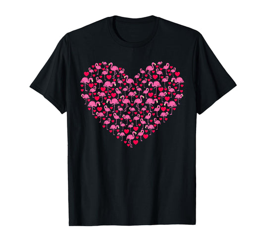 Heart Shape Flamingo Valentine's Day Flamingo Lover Couples T-Shirt