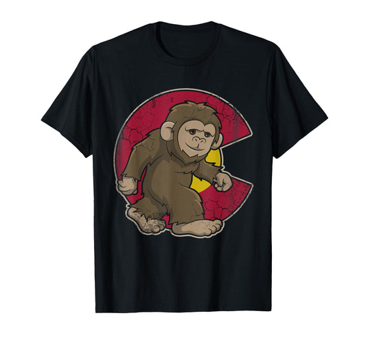 Colorado Flag Kids Sasquatch Bigfoot Vintage Distressed T-Shirt
