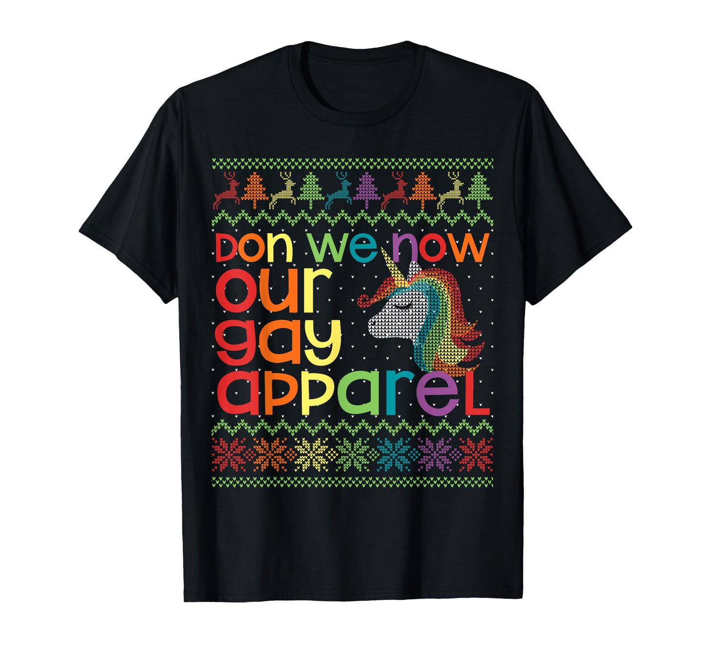 Christmas LGBT Don We Now Our Gay Apparel Rainbow Unicorn T-Shirt