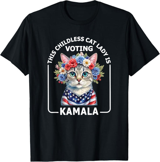 Kamala Harris Presiden 2024 Childless Cat Lady Madam T-Shirt