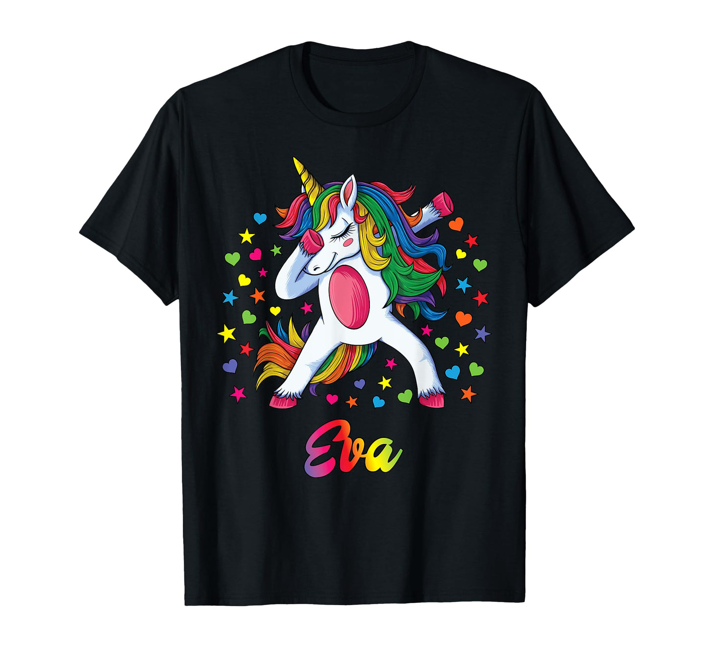 EVA Personalised Name Unicorn Girl Gift T-Shirt