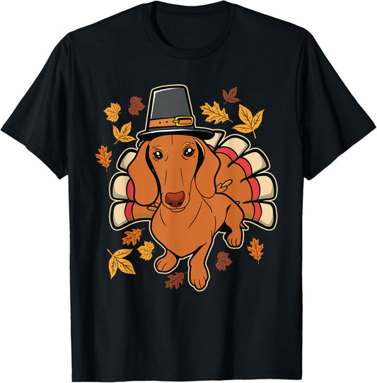 Dachshund Scarf Thanksgiving T-Shirt