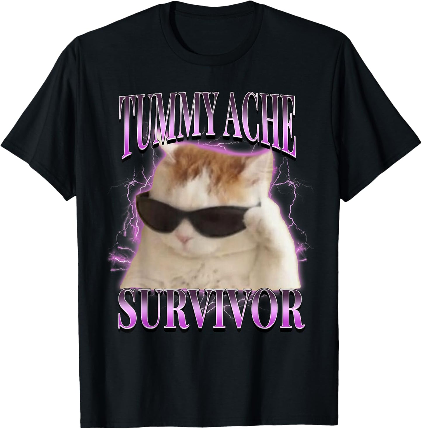 I Survived Today's Tummy Ache Silly Cat Meme Funny Cats T-Shirt