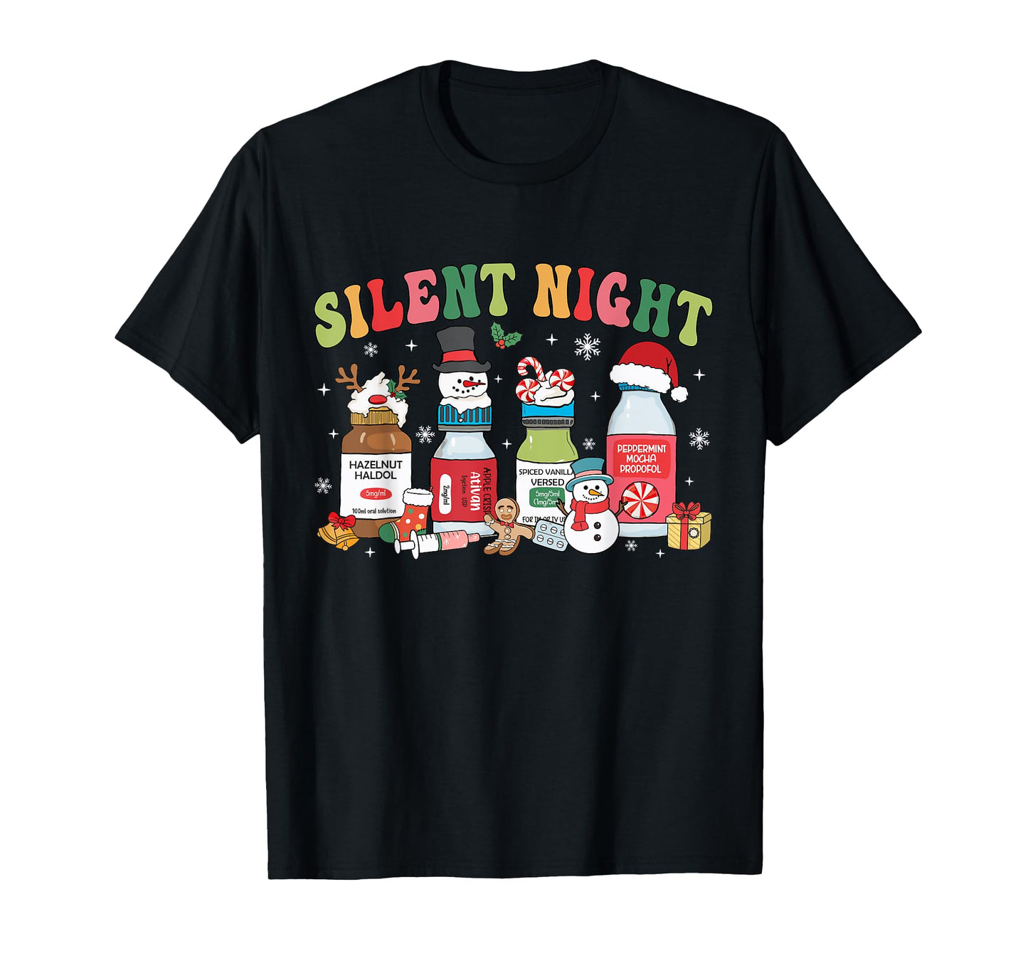 Nurse Christmas Silent Night Christmas Nurse ER ED ICU RN T-Shirt