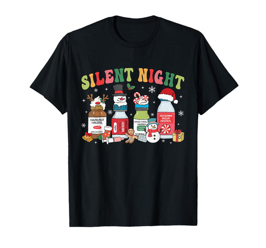Nurse Christmas Silent Night Christmas Nurse ER ED ICU RN T-Shirt
