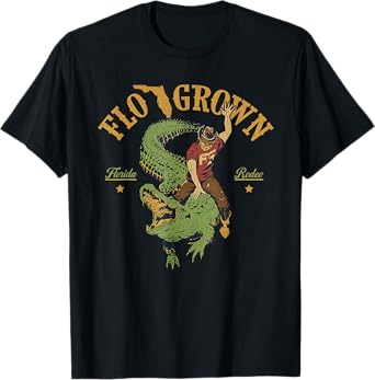 Flo Grown Florida Grown Rodeo Alligator Rider Funny Southern T-Shirt