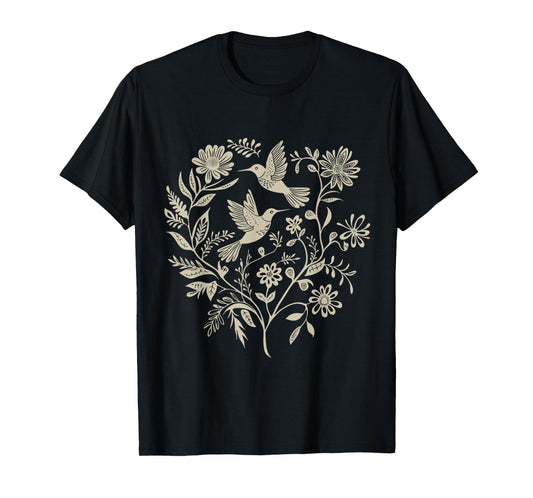 Cottagecore Birds and Flowers T-Shirt