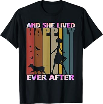 And She Lived Happily Ever After Vintage Dog Lover Gift T-Shirt for Men Women