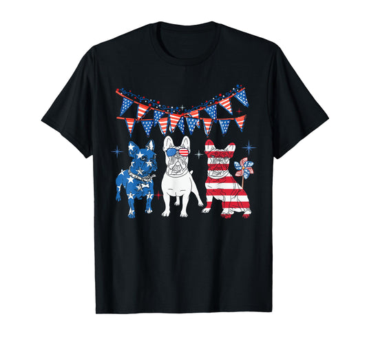 French bulldog 4th of july American Flag women Independence T-Shirt