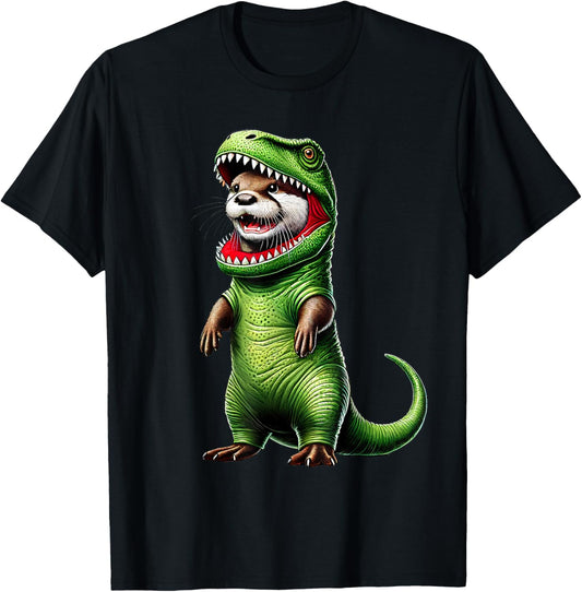 Funny Otter Wearing T-Rex Dinosaur Outfit Otter Lover T-Shirt