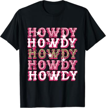 Vintage Leopard Howdy Rodeo Western Country Southern Cowgirl T-Shirt