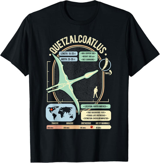 Dinosaur Facts - Quetzalcoatlus Science & Anatomy Gift T-Shirt