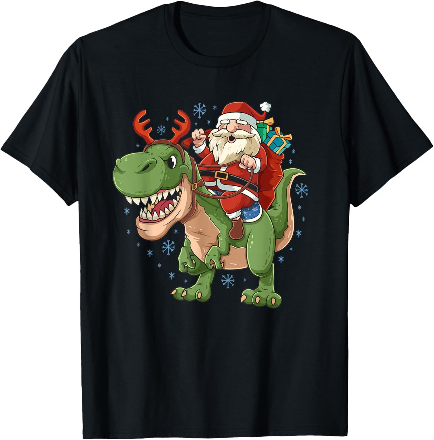 Funny Santa Riding T Rex Xmas Dino T-Shirt