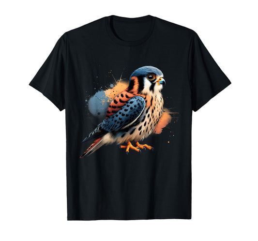 American Kestrel Bird Lover Watcher Birding T-Shirt, Small, Black