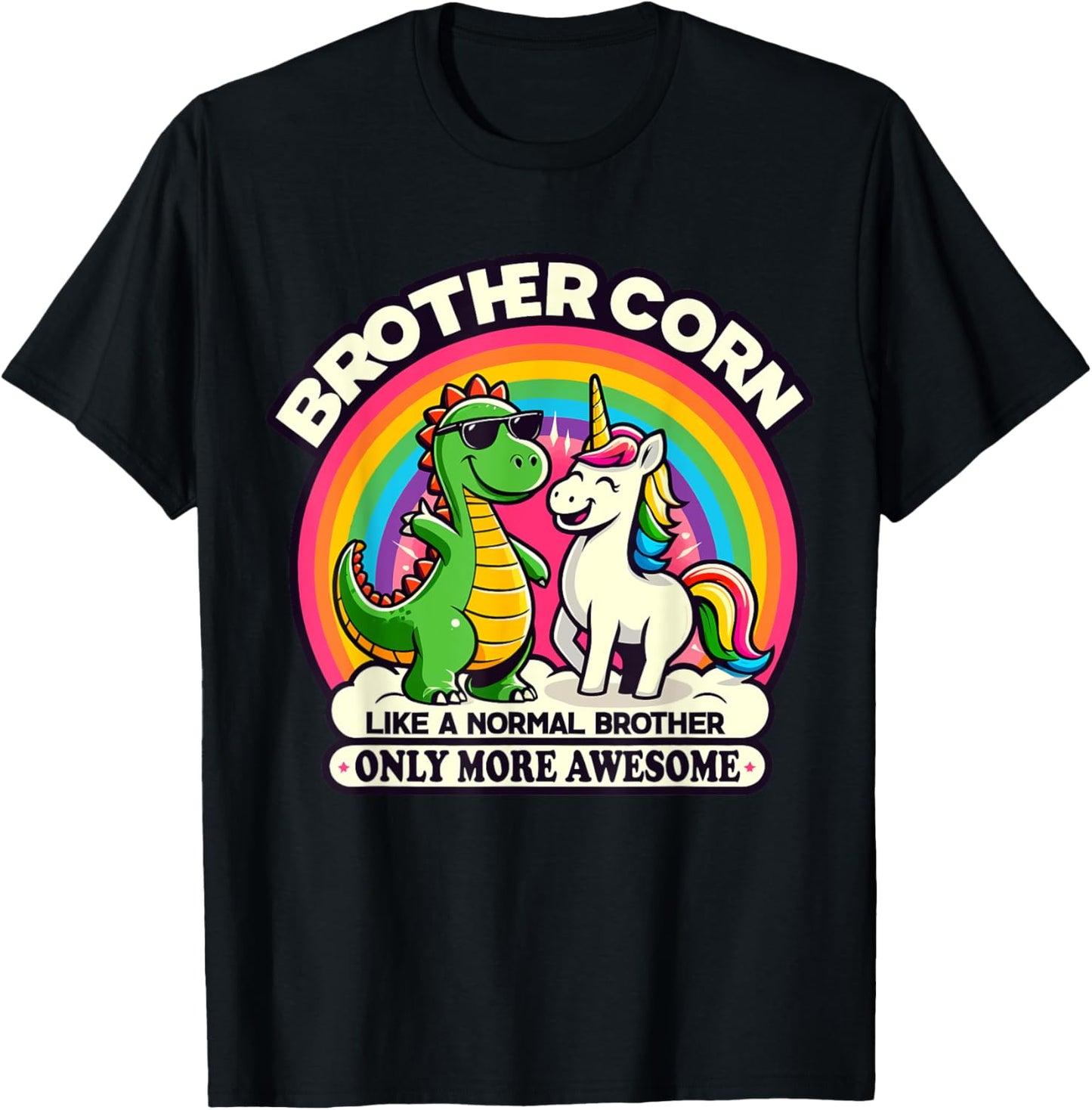 Brothercorn Funny Unicorn Riding T-Rex For Boys Kids Retro T-Shirt