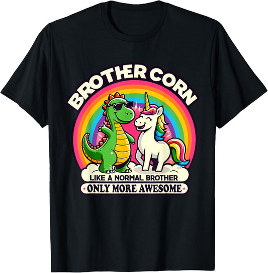 Brothercorn Funny Unicorn Riding T-Rex For Boys Kids Retro T-Shirt
