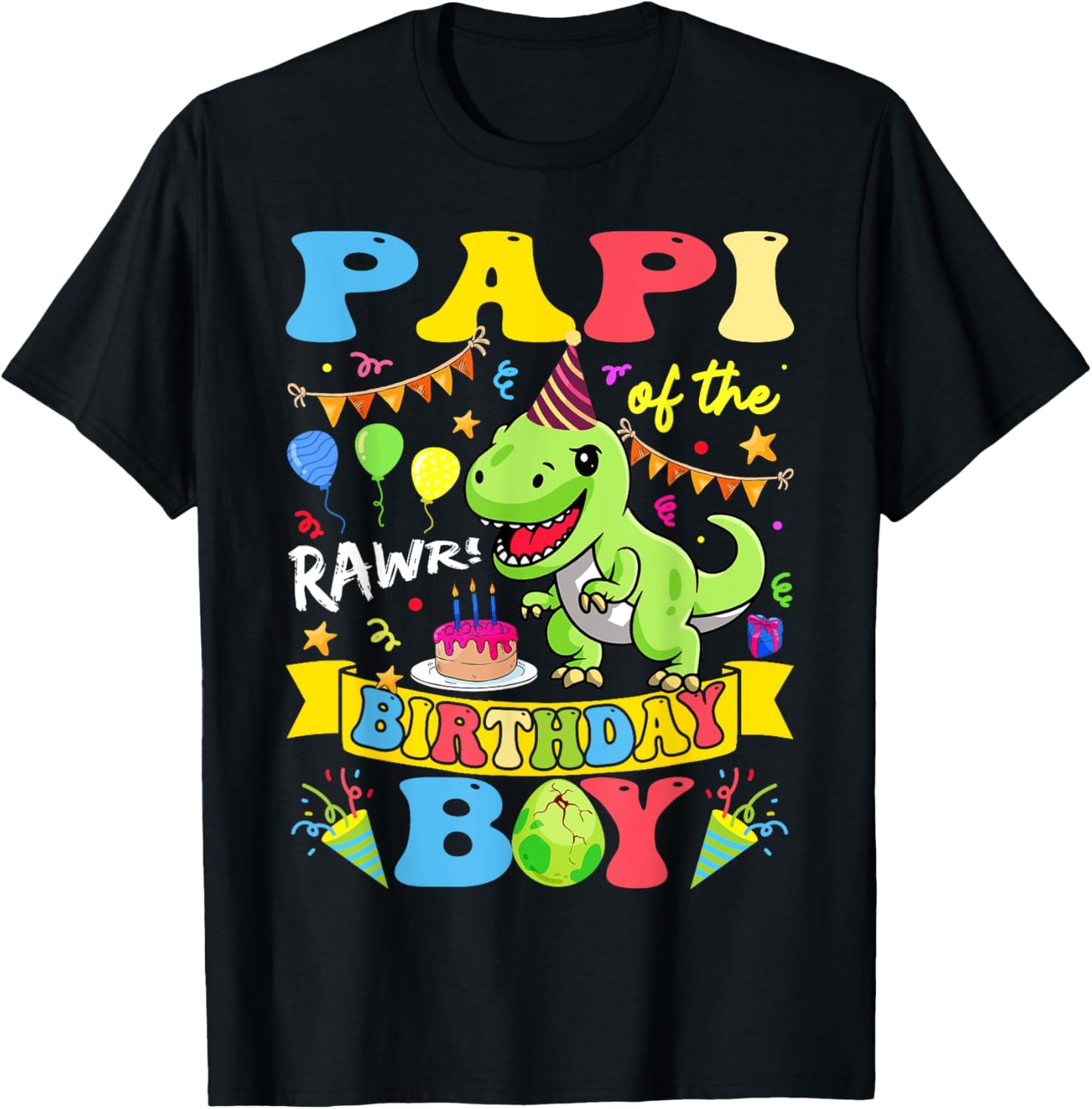 Papi Of The Birthday Boy T-Rex Dinosaur Birthday Groovy T-Shirt