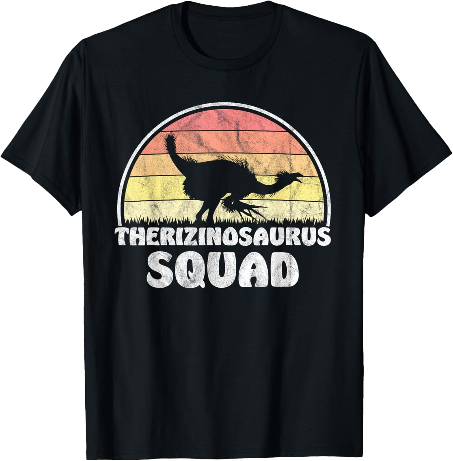 Therizinosaurus Squad - Retro Sunset Dinosaur T-Shirt