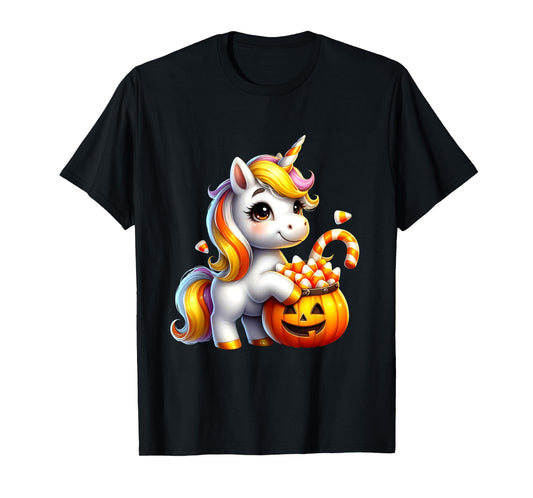 Unicorn Candy Corn Cute Halloween Unicorn Gift Kids Girls T-Shirt
