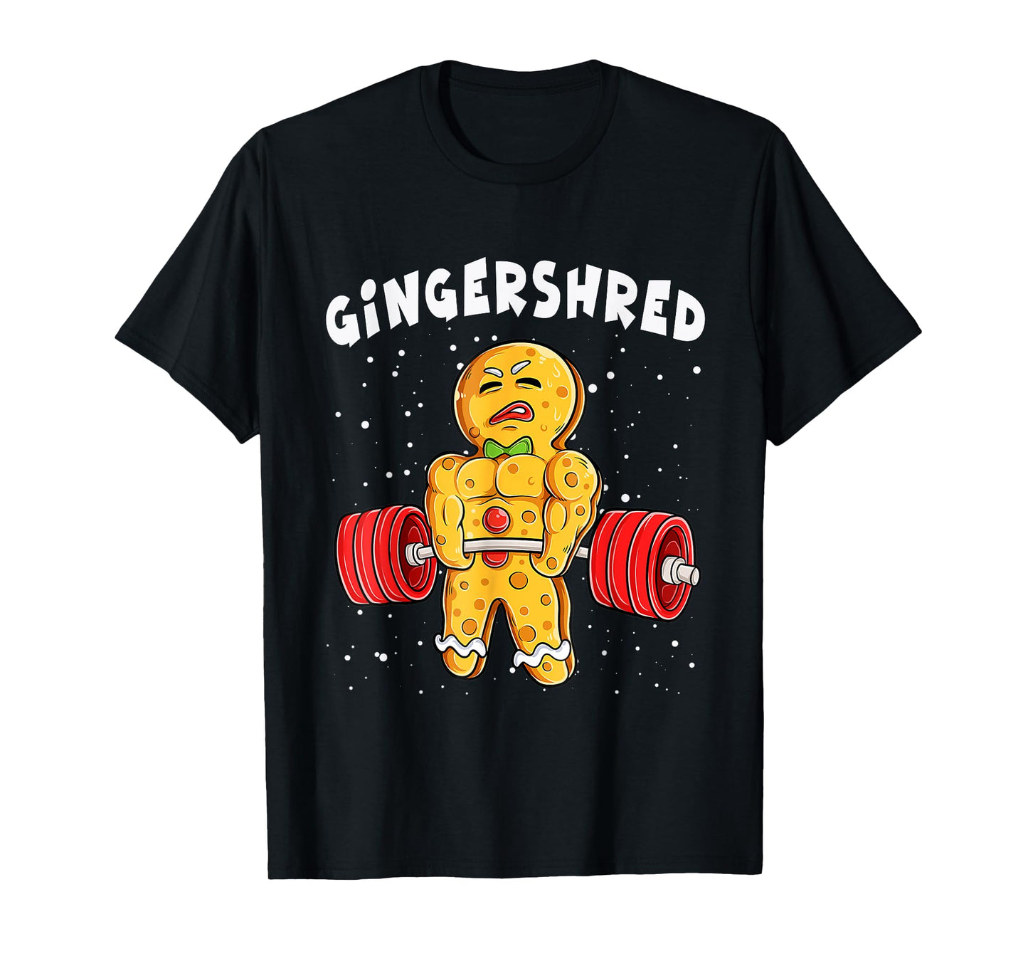 Funny Gingerbread Xmas Deadlift Tee Unisex-Adults, Unisex-Kids Black Short Sleeve T-Shirt Small Modern Casual Cotton Blend Winter Pull On 1 Count Unique Design, Varied Fabric