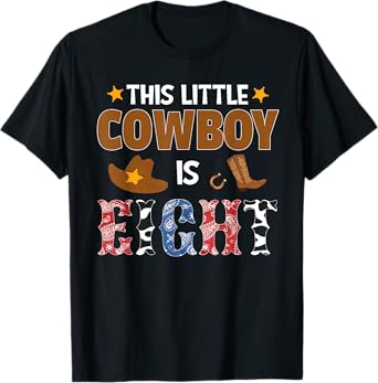 Eight Year Old Cowboy 8th Birthday Party Western Rodeo Theme T-Shirt