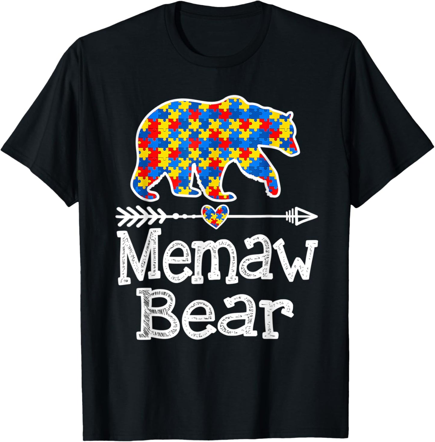 Autism Awareness Memaw Bear Support Autistic Adults Women T-Shirt