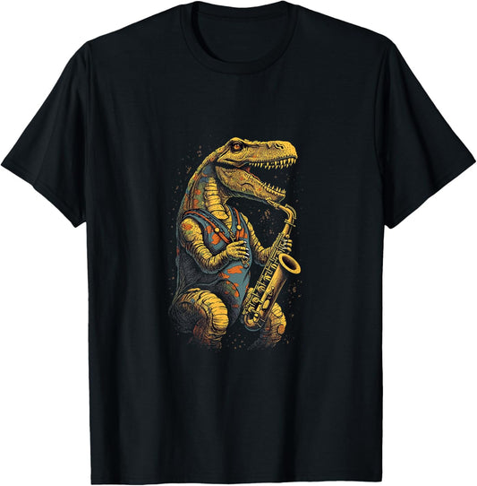T-Rex Playing Saxophone Funny Dinosaur Saxophonist Sax T-Shirt