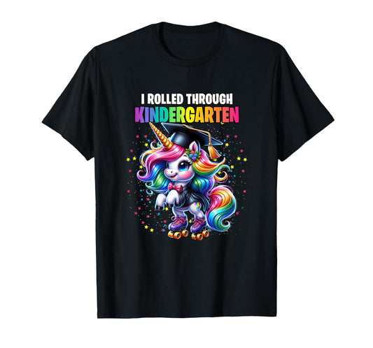Graduation Kindergarten Unicorn Roller Skate Girls Grad T-Shirt